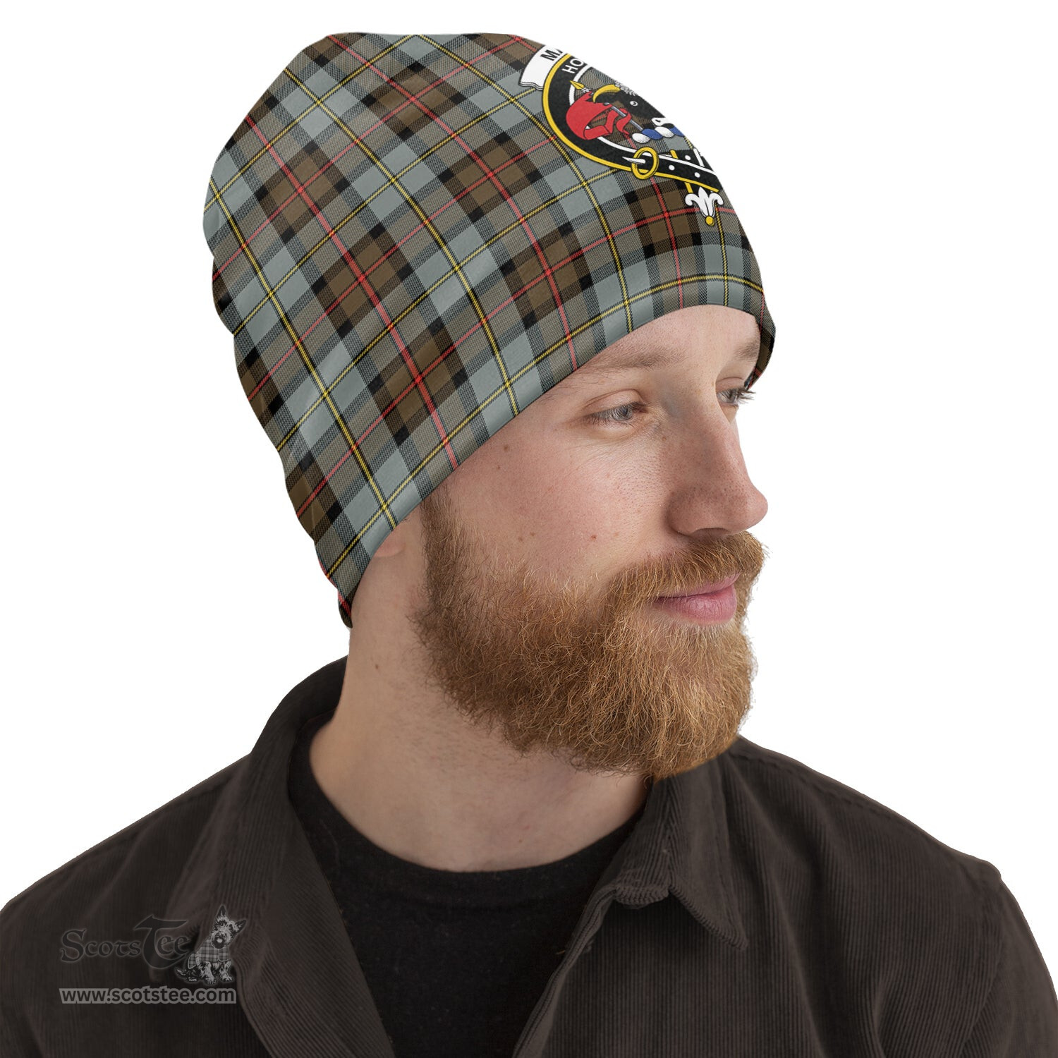 Scottish MacLeod of Harris Weathered Tartan Beanies Hat with Family Crest - Tartan Plaid Beanies Scottish Plaid Tartan Plaid - ScotsTee - scotstee.com