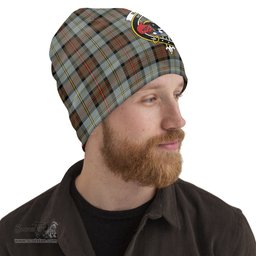 Scottish MacLeod of Harris Weathered Tartan Beanies Hat with Family Crest - Tartan Plaid Beanies Scottish Plaid Tartan Plaid - ScotsTee - scotstee.com