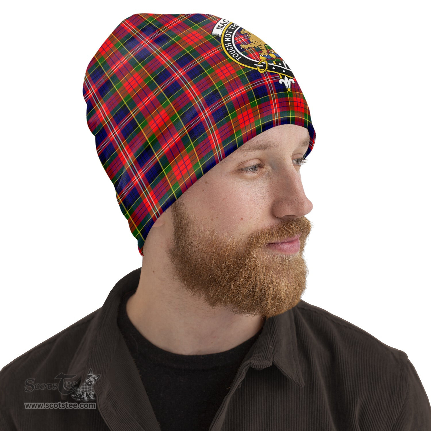 Scottish MacPherson Modern Tartan Beanies Hat with Family Crest - Tartan Plaid Beanies Scottish Plaid Tartan Plaid - ScotsTee - scotstee.com