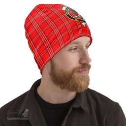 Scottish Burnett Modern Tartan Beanies Hat with Family Crest - Tartan Plaid Beanies Scottish Plaid Tartan Plaid - ScotsTee - scotstee.com