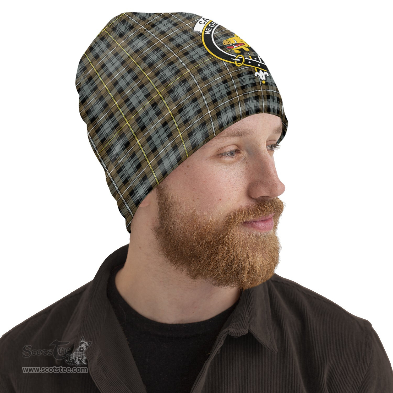 Scottish Campbell Argyll Weathered Tartan Beanies Hat with Family Crest - Tartan Plaid Beanies Scottish Plaid Tartan Plaid - ScotsTee - scotstee.com