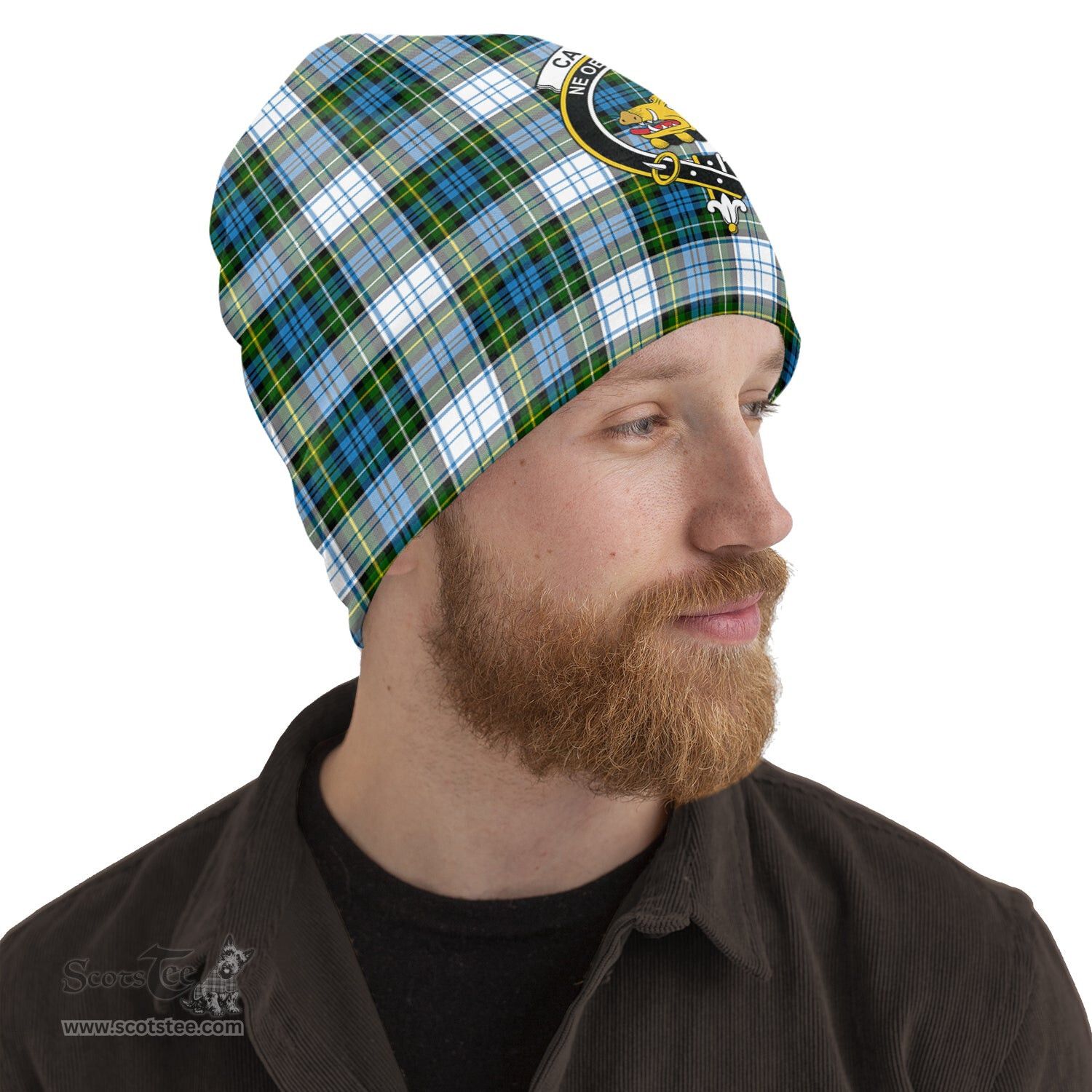 Scottish Campbell Dress Tartan Beanies Hat with Family Crest - Tartan Plaid Beanies Scottish Plaid Tartan Plaid - ScotsTee - scotstee.com