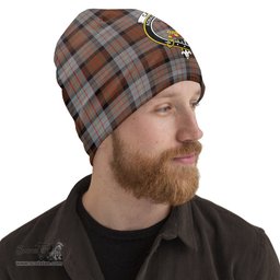 Scottish Cameron of Erracht Weathered Tartan Beanies Hat with Family Crest - Tartan Plaid Beanies Scottish Plaid Tartan Plaid - ScotsTee - scotstee.com