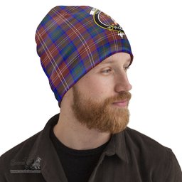 Scottish Chisholm Hunting Modern Tartan Beanies Hat with Family Crest - Tartan Plaid Beanies Scottish Plaid Tartan Plaid - ScotsTee - scotstee.com