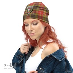 Scottish Buchanan Old Set Weathered Tartan Beanies Hat with Family Crest - Tartan Plaid Beanies Scottish Plaid Tartan Plaid - ScotsTee - scotstee.com