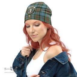 Scottish Cathcart Tartan Beanies Hat with Family Crest - Tartan Plaid Beanies Scottish Plaid Tartan Plaid - ScotsTee - scotstee.com