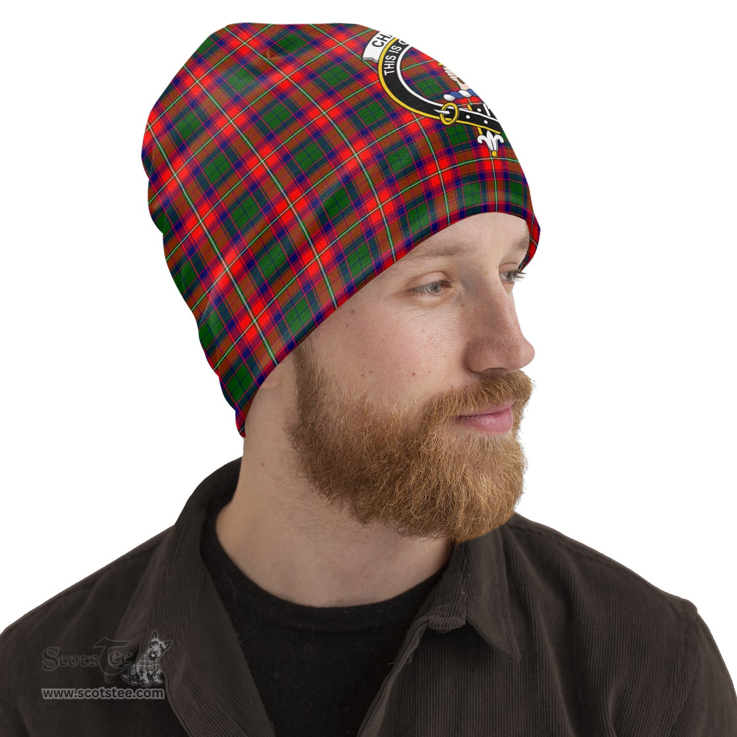 Scottish Charteris Tartan Beanies Hat with Family Crest - Tartan Plaid Beanies Scottish Plaid Tartan Plaid - ScotsTee - scotstee.com
