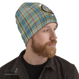Scottish Balfour Blue Tartan Beanies Hat with Family Crest - Tartan Plaid Beanies Scottish Plaid Tartan Plaid - ScotsTee - scotstee.com