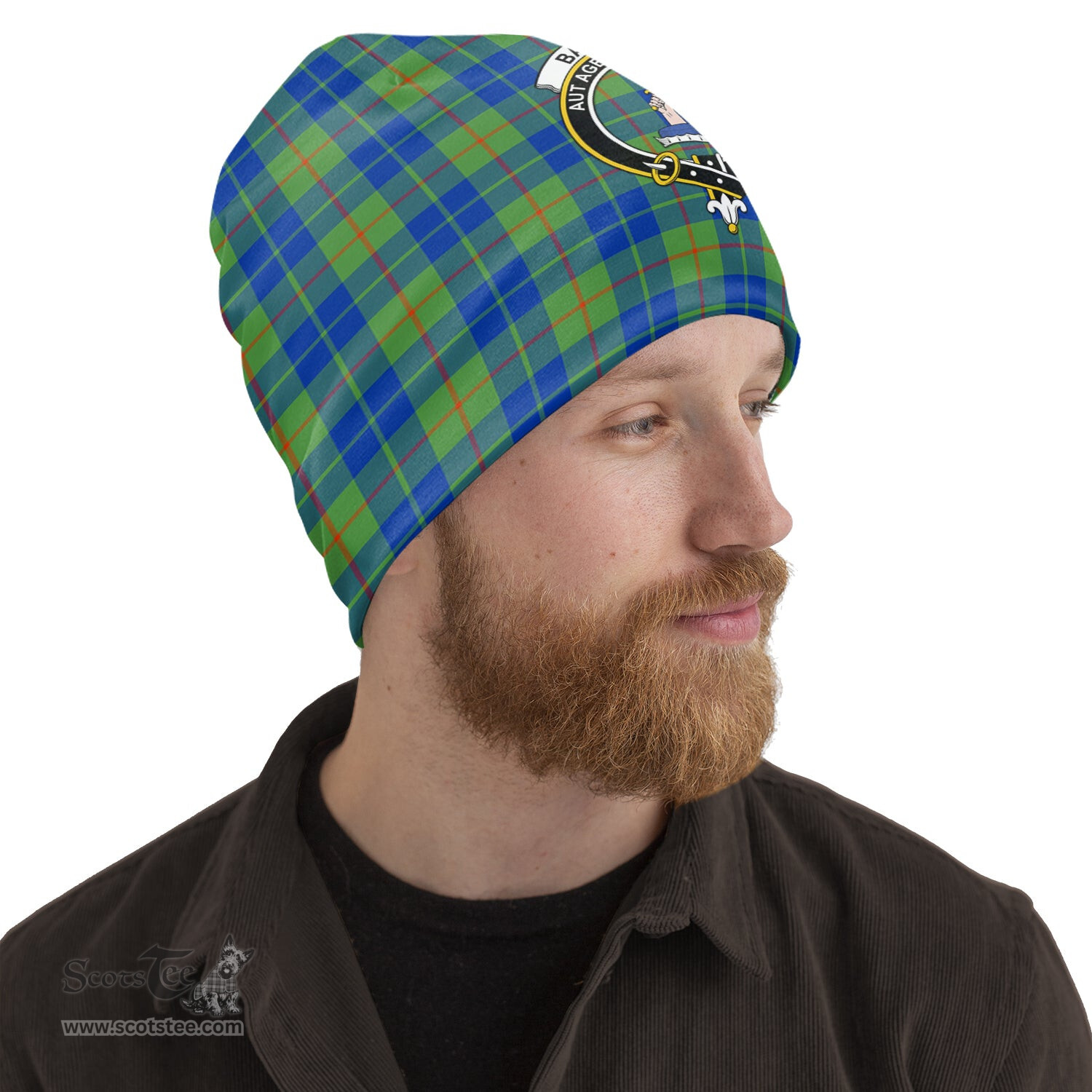Scottish Barclay Hunting Ancient Tartan Beanies Hat with Family Crest - Tartan Plaid Beanies Scottish Plaid Tartan Plaid - ScotsTee - scotstee.com