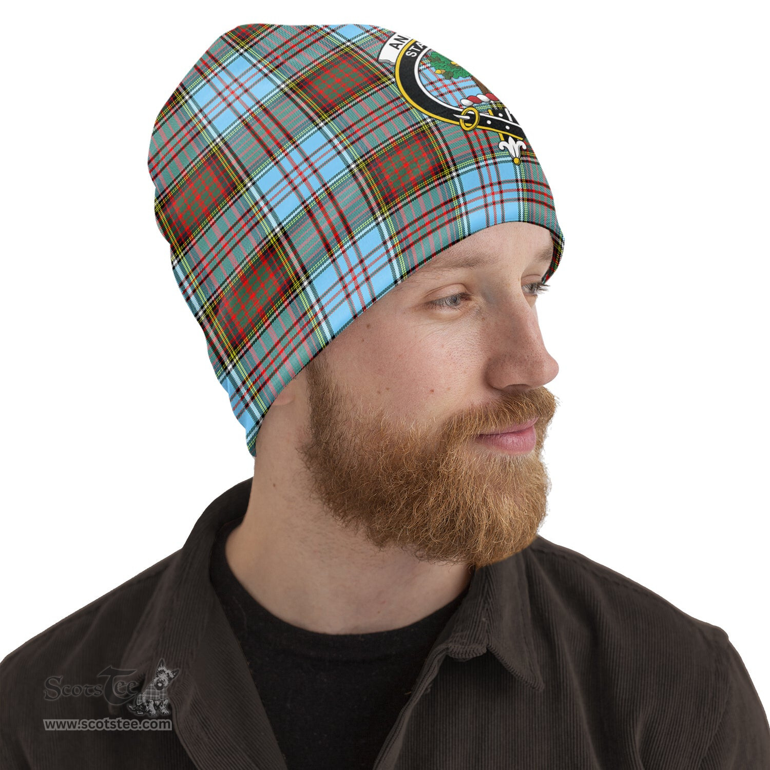 Scottish Anderson Ancient Tartan Beanies Hat with Family Crest - Tartan Plaid Beanies Scottish Plaid Tartan Plaid - ScotsTee - scotstee.com