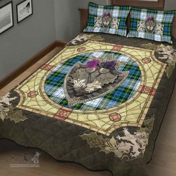 Scottish Campbell Dress Clan Tartan Quilt Bed Set - Crystal Thistle Shield