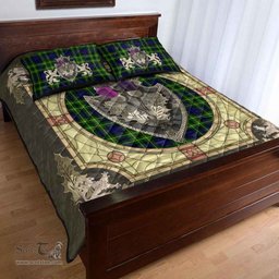 Scottish Campbell of Breadalbane Modern Clan Tartan Quilt Bed Set - Crystal Thistle Shield