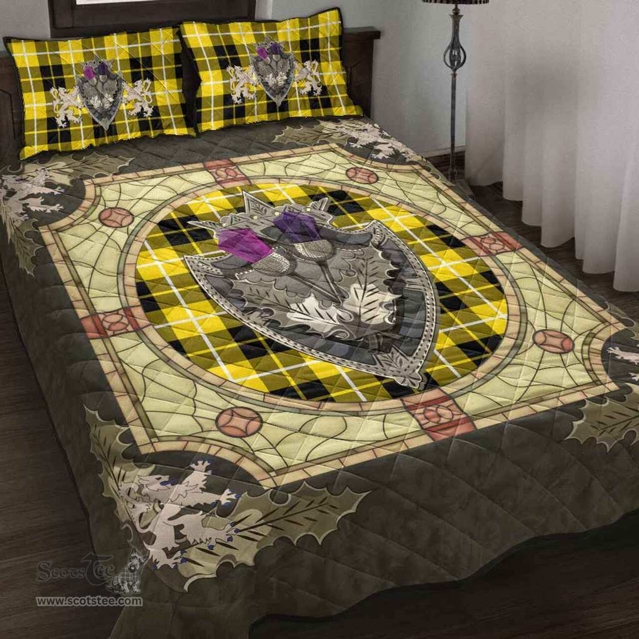 Scottish Barclay Dress Modern Clan Tartan Quilt Bed Set - Crystal Thistle Shield