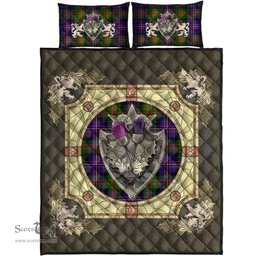 Scottish Cameron of Erracht Modern Clan Tartan Quilt Bed Set - Crystal Thistle Shield