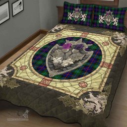 Scottish Campbell of Cawdor Modern Clan Tartan Quilt Bed Set - Crystal Thistle Shield