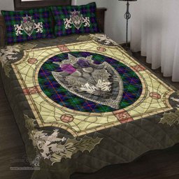 Scottish Campbell of Cawdor Modern Clan Tartan Quilt Bed Set - Crystal Thistle Shield
