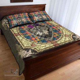 Scottish Buchanan Ancient Clan Tartan Quilt Bed Set - Crystal Thistle Shield