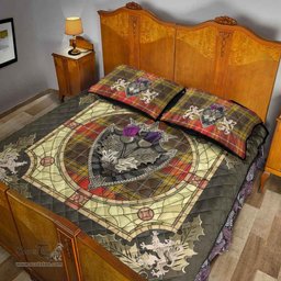 Scottish Buchanan Old Set Weathered Clan Tartan Quilt Bed Set - Crystal Thistle Shield