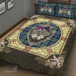 Scottish MacKinlay Ancient Clan Tartan Quilt Bed Set - Crystal Thistle Shield