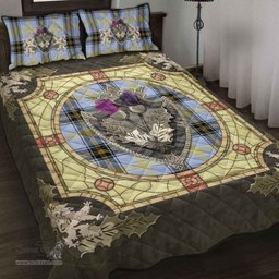 Scottish Bell of the Borders Clan Tartan Quilt Bed Set - Crystal Thistle Shield
