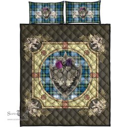 Scottish Campbell Dress Ancient Clan Tartan Quilt Bed Set - Crystal Thistle Shield