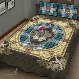 Scottish Campbell Dress Ancient Clan Tartan Quilt Bed Set - Crystal Thistle Shield