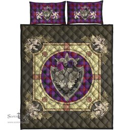Scottish Montgomery Modern Clan Tartan Quilt Bed Set - Crystal Thistle Shield