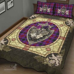 Scottish Montgomery Modern Clan Tartan Quilt Bed Set - Crystal Thistle Shield