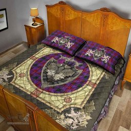 Scottish Montgomery Modern Clan Tartan Quilt Bed Set - Crystal Thistle Shield