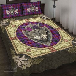 Scottish Montgomery Modern Clan Tartan Quilt Bed Set - Crystal Thistle Shield