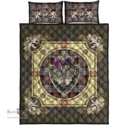 Scottish Cameron of Erracht Weathered Clan Tartan Quilt Bed Set - Crystal Thistle Shield