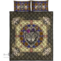 Scottish Balfour Modern Clan Tartan Quilt Bed Set - Crystal Thistle Shield