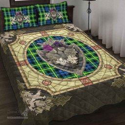Scottish Campbell of Breadalbane Ancient Clan Tartan Quilt Bed Set - Crystal Thistle Shield