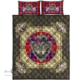 Scottish Cameron of Lochiel Modern Clan Tartan Quilt Bed Set - Crystal Thistle Shield