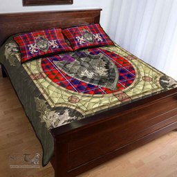 Scottish Cameron of Lochiel Modern Clan Tartan Quilt Bed Set - Crystal Thistle Shield