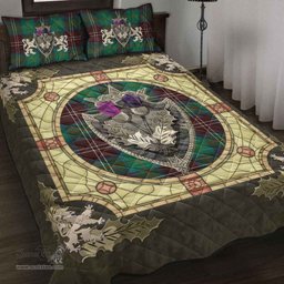 Scottish Chisholm Hunting Ancient Clan Tartan Quilt Bed Set - Crystal Thistle Shield