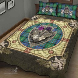 Scottish Bowie Ancient Clan Tartan Quilt Bed Set - Crystal Thistle Shield