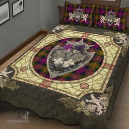 Scottish Carnegie Modern Clan Tartan Quilt Bed Set - Crystal Thistle Shield