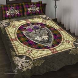 Scottish Carnegie Modern Clan Tartan Quilt Bed Set - Crystal Thistle Shield