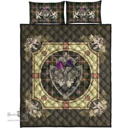 Scottish Buchanan Hunting Clan Tartan Quilt Bed Set - Crystal Thistle Shield