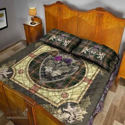Scottish Buchanan Hunting Clan Tartan Quilt Bed Set - Crystal Thistle Shield