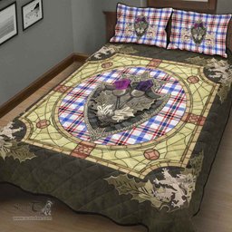 Scottish Boswell Modern Clan Tartan Quilt Bed Set - Crystal Thistle Shield