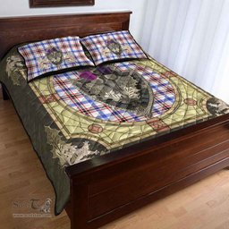Scottish Boswell Modern Clan Tartan Quilt Bed Set - Crystal Thistle Shield