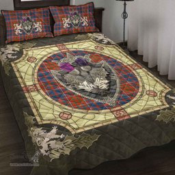 Scottish Cameron of Lochiel Ancient Clan Tartan Quilt Bed Set - Crystal Thistle Shield