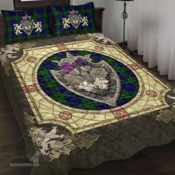 Scottish Campbell Modern Clan Tartan Quilt Bed Set - Crystal Thistle Shield