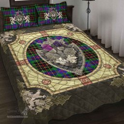 Scottish Brodie Hunting Modern Clan Tartan Quilt Bed Set - Crystal Thistle Shield
