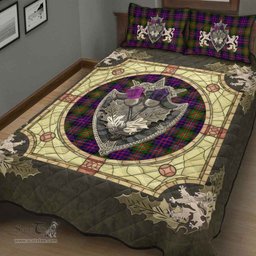 Scottish MacDonnell of Glengarry Modern Clan Tartan Quilt Bed Set - Crystal Thistle Shield