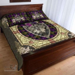 Scottish MacDonnell of Glengarry Modern Clan Tartan Quilt Bed Set - Crystal Thistle Shield