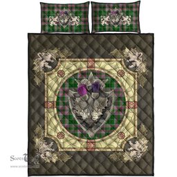 Scottish Gray Hunting Clan Tartan Quilt Bed Set - Crystal Thistle Shield