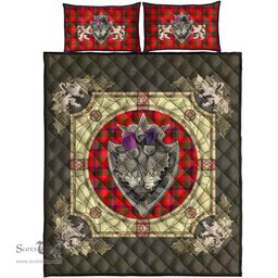 Scottish MacColl Modern Clan Tartan Quilt Bed Set - Crystal Thistle Shield